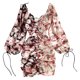 thumbnail image 1 of Vestido plisado Estampado floral Vestido sexy con cuello en V y manga de linterna en bloque de color, Rosa Methold AP001392-02B, 1 of 7