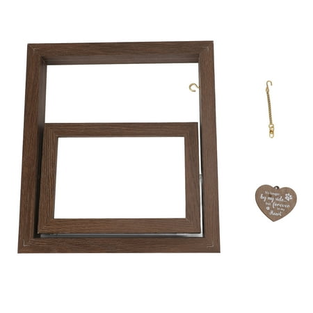 Riousery Solid Wood Dog Rotating Picture Frame Double Sided Tabletop Pet Memorial Photo Frame with Heart Pendant Vintage Desk Display Decor for Home Gathering Wedding 10.24 inches / 26 cm