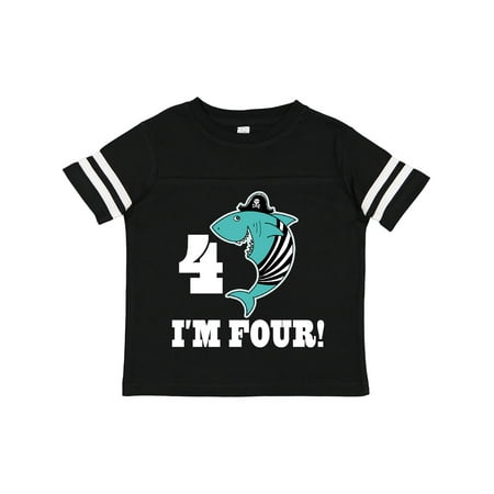 

Inktastic 4th Birthday Pirate 4 Year Old Shark Gift Toddler Boy or Toddler Girl T-Shirt