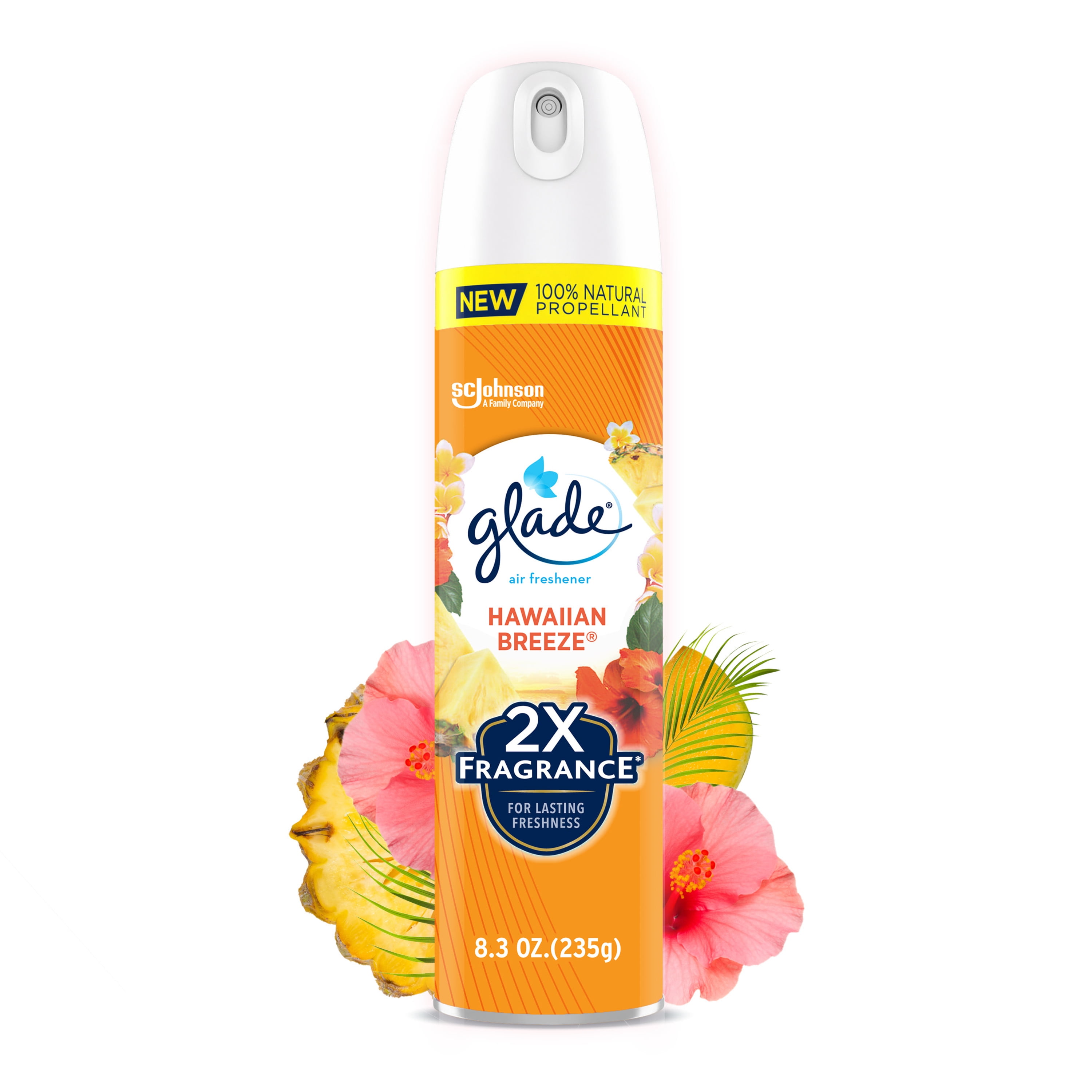Glade Aerosol Spray, Air Freshener for Home, Hawaiian Breeze Scent, Fragrance Infused with Essential Oils, Invigorating and Refreshing, with 100% Natural Propellent, 8.3 Oz
