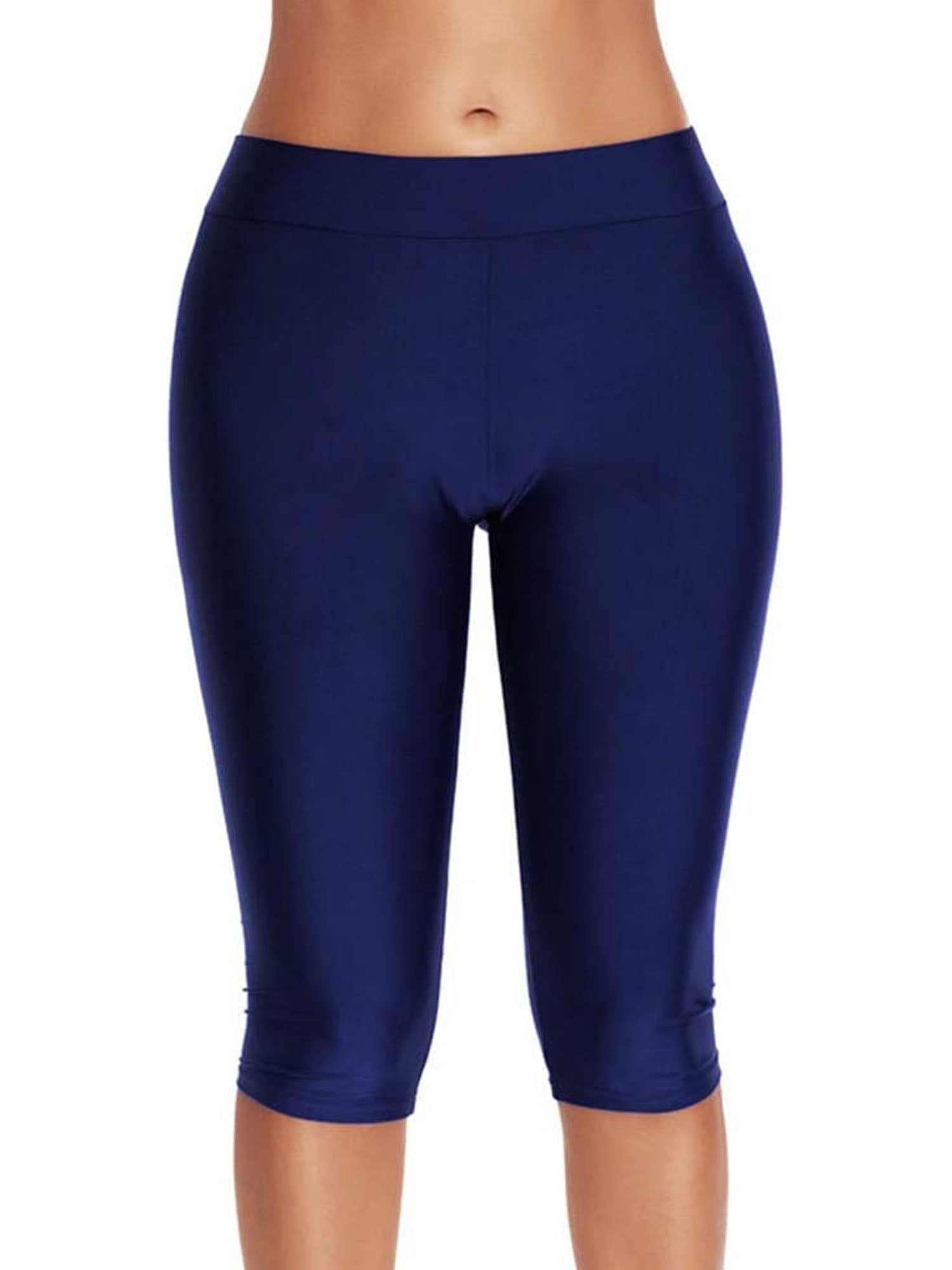Grianlook Ladies Swimsuit Knee Length Bathing Suit Solid Color Swimwear Beach Pants Stretchy