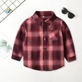 thumbnail image 2 of CAICJ98 Toddler Baby Boys Girls Jacket Plaid Flannel Shirt for Boys Long Sleeve Button Down Shacket Kids Boy Coat Fall Winter Top (Brick Red,9-10 Years), 2 of 4