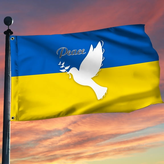 Flagwix Ukrainian Flag Peace Ukraine Dove Grommet Flag TRV1891GF - 3x5 ft., No Flag Pole Rings