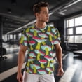 thumbnail image 3 of Wukai Green Mushroom Print Men's Short-Sleeved Mesh T-Shirt,Quick-Dry Short Sleeve Workout T-Shirt-X-Large, 3 of 8