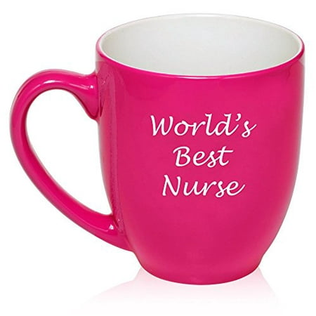 16 oz Large Bistro Mug Ceramic Coffee Tea Glass Cup World's Best Nurse (Hot