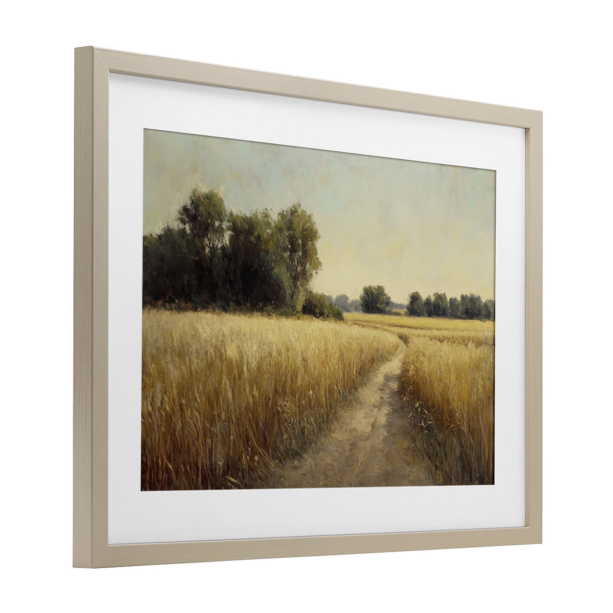 Stupell Industries Sunlit Country Wheat Path Birch Framed Print Under Glass, design by Petal Prints Design