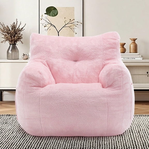 Bean Bag Chair Small Sofa with Armrests Memory Foam Filled Floor Chair with Pockets for Living Room Bedroom
