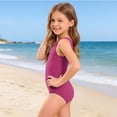 thumbnail image 4 of Grblisyd Girls' One Piece Swimsuit Solid Color Bathing Suits Crew Neck Racerback Swimsuits Size 2-13 Years, 4 of 6