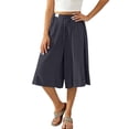 thumbnail image 5 of QATAINLAV Women's Oversized Wide Leg Capri Pants Elastic Waist Drawstrings Casual Linen Capris Summer Leightweight Cropped Trousers Dark Gray M, 5 of 9
