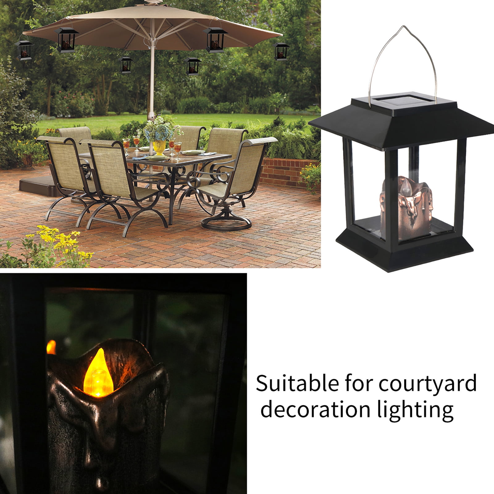 Warm Light FomaTrade LED Solar Mission Lantern Pack of 6 Vintage Waterproof Umbrella Lantern Led Candle Lights with Clamp for Beach Umbrella Tree Pavilion Garden Yard Lawn Outdoor Candle 2 