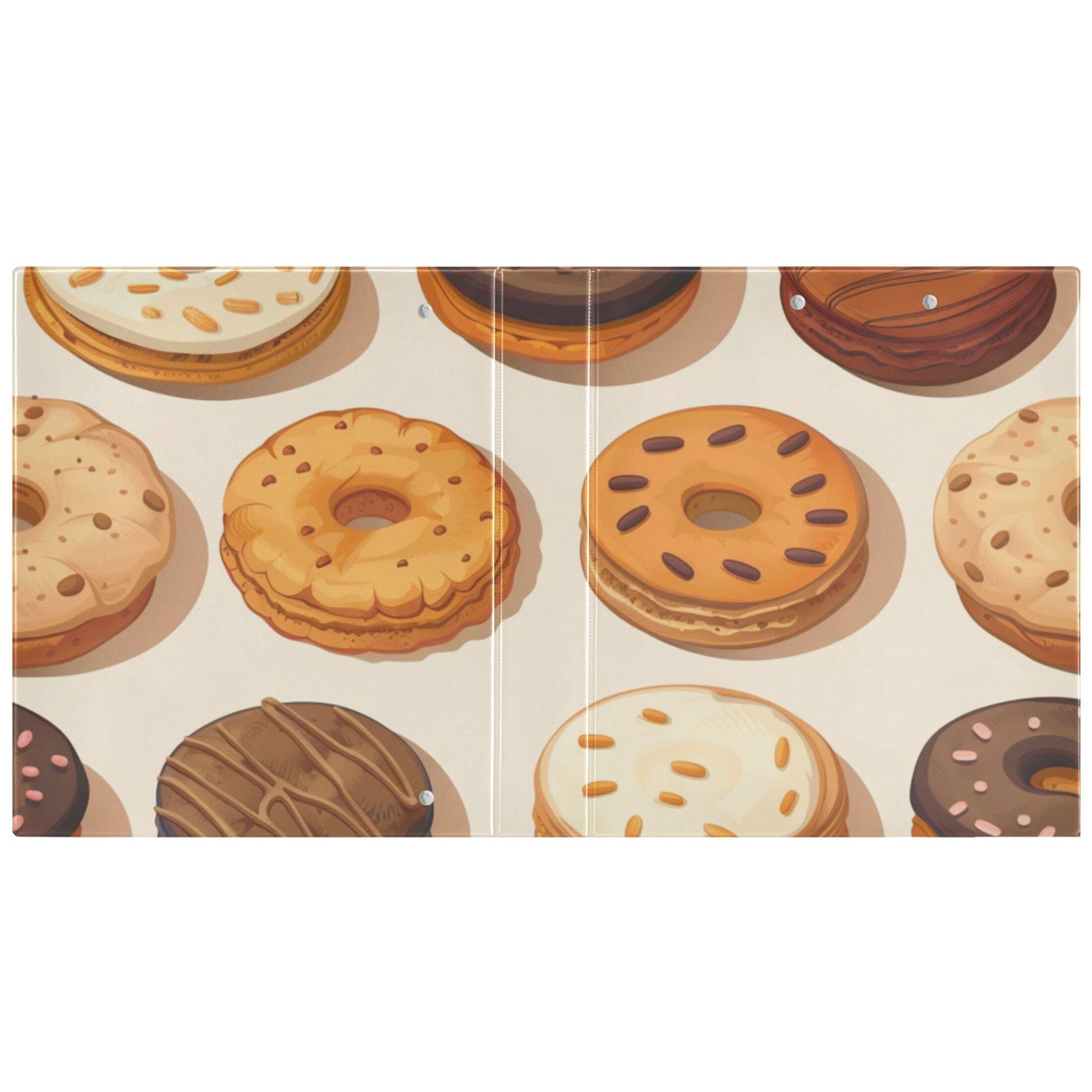 Biscuits Donuts 3 Ring Binders 1.5 inch Hardcover File Folders with Interior Pockets A4 Size Organizer for School Office Hospital