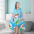thumbnail image 6 of Mermaid Princess Sea Pattern Hooded Bath Towel，60"x35" for Ages 3 To 12 Kids, Quick Dry Lightweight Soft Microfiber Hood Beach Towel Cover Up for Kids, 6 of 7