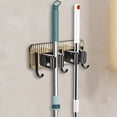 thumbnail image 1 of Ovzne Two Clip Hook Transparent Backboard No Punching Hook Stainless Steel Mop Clip No Punching Mop Metal Hook Bathroom Brooms Mop Storage Rack On Clearance, 1 of 6