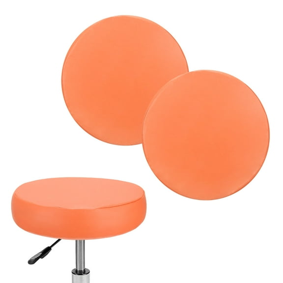 Uxcell 2-Pack Bar Stool Covers Round, for 12-14 Inch Chair Waterproof PU Seat Covers with Elastic Bands [Orange]