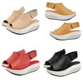 thumbnail image 4 of HEVIRGO Femmes Été Mode Faux Cuir Peep Toe Wedge Sandales Plate-Forme Swing Chaussures, 4 of 10