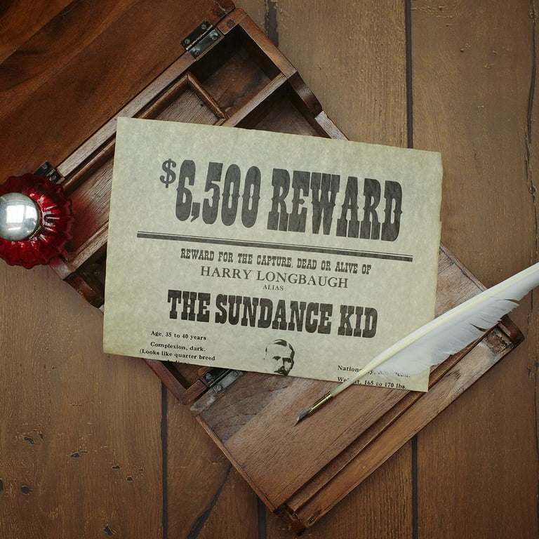Sundance Kid Wanted Reward Poster Parchment Paper Western Outlaws Decor Wall Art Sundance Kid Wanted Reward Poster Parchment Paper Western Outlaws Decor Wall Art