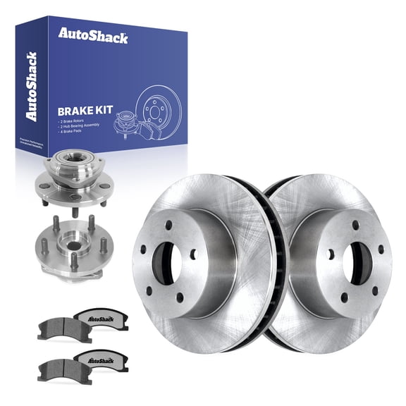 AutoShack Front Vented Brake Rotors   Ceramic Pads   Hub Bearing Assembly 8-PC Brake Kit Replacement for 1999-2004 Jeep Grand Cherokee 12" (304.7 mm)