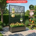 thumbnail image 6 of Metal Privacy Screen with Planter Box, 73"x 47"x 16" Garden Decorative Planter Box  with Trellis & Wheels for for Climbing Plants, Vegetable, Vines, 6 of 7