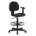 thumbnail image 1 of Chaise de dessinateur en tissu à motifs noir avec appui-bras réglabe (Cylindres: 22,5 po à 27 po haut. ou 26 po à 30,5 po haut.), 1 of 9