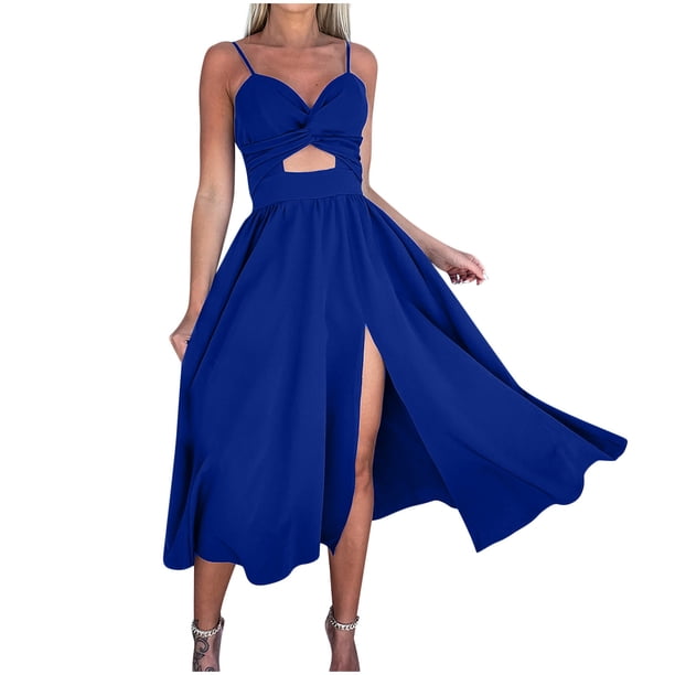 white christmas dresses Powder-Blue Short Halter Casual Dress with Buttons– PromGirl main image 0