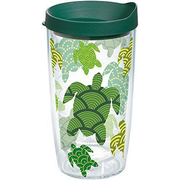 Tervis Turtle Pattern Made in USA Double Walled Insulated Tumbler, 16 oz, Clear