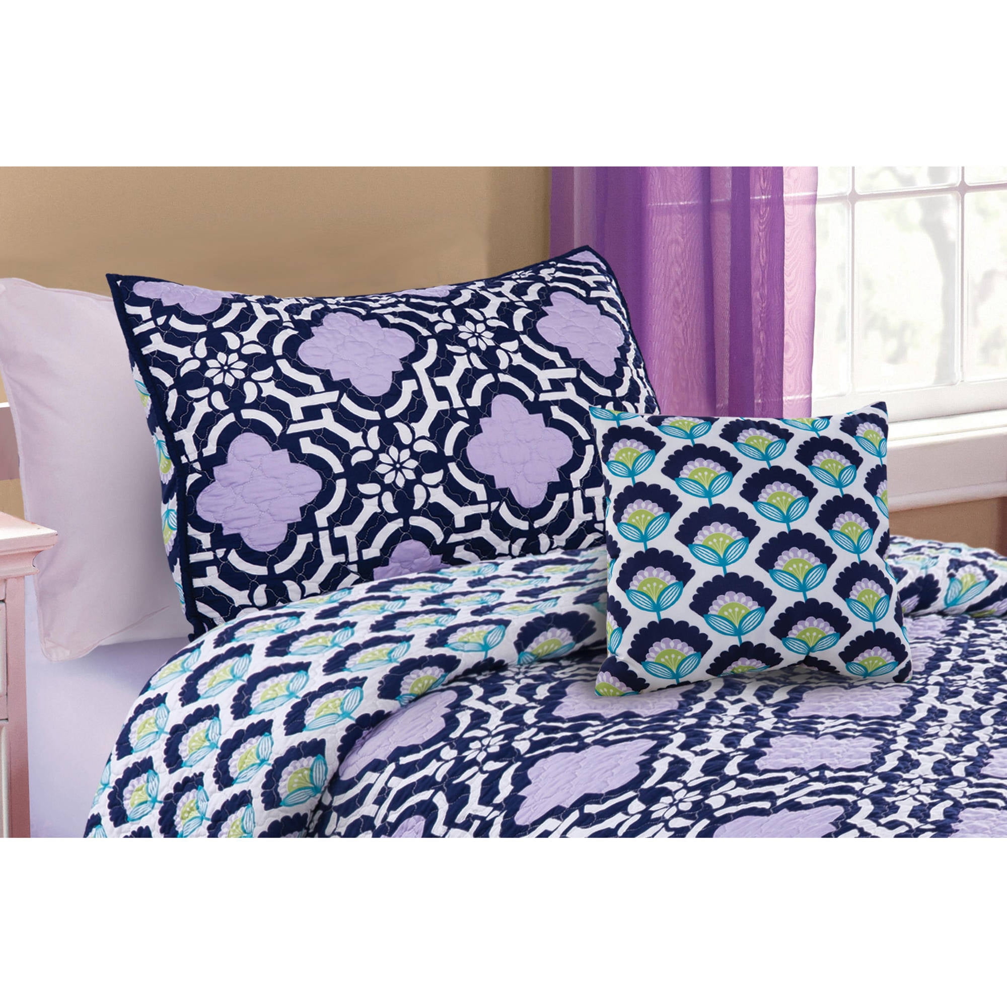 Better Homes & Gardens Kids Indigo Trellis Full Size Quilt Set