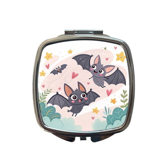 Kawaii Scattered Bats Travel Makeup Handbag Purse Small Pocket Compact Mirror