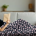 thumbnail image 3 of Flower Soft Flannel Fleece Throw Blanket, Doodle of Sakura Flora Cherry Blossoms, Cozy Plush for Indoor and Outdoor Use, 70" x 90", Night Blue Pale Pink, by Ambesonne, 3 of 5