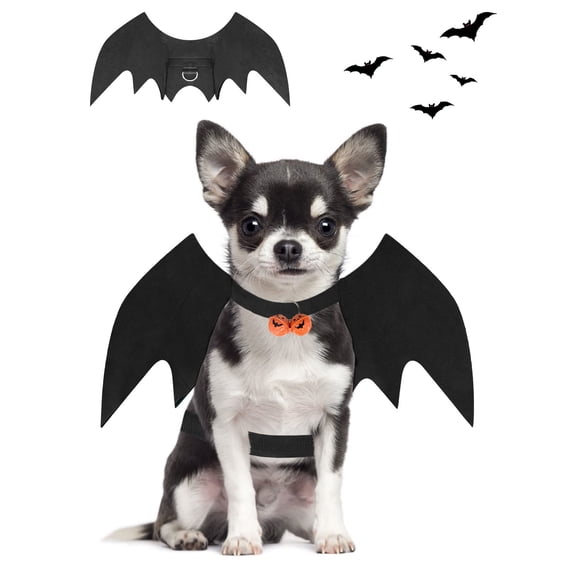 Mumup Dog Bat Wings Halloween Costume, Black Pet Cosplay Dress Up for Small Dogs & Cats