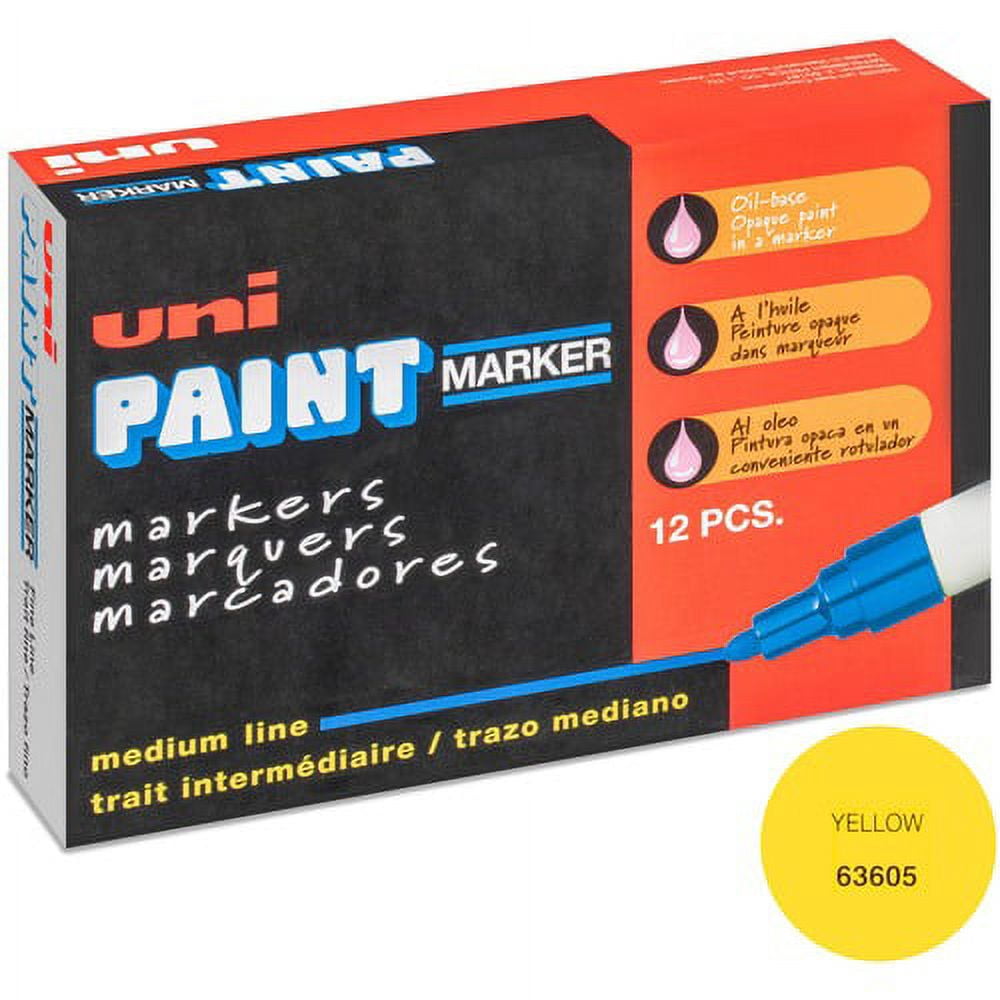 uni-ball Uni-Paint PX-20 Oil-Based Medium Point Marker Medium Marker Point - Yellow Oil Based Ink - White Barrel - 1 Each