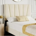 thumbnail image 5 of Twin Size Bed Frame with Adjustable Headboard, Velvet Upholstered Tufted Twin Platform Bedframe with Strong Wooden Slats, Mattress Foundation, No Box Spring Needed,Easy Assembly,Beige/Cream, 5 of 7