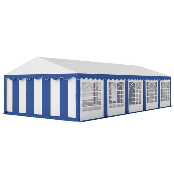Homiyad 16.5' x 33' Large Party Tent, Heavy Duty Outdoor Canopy Tent with Removable Sidewalls, 10 Windows, Blue