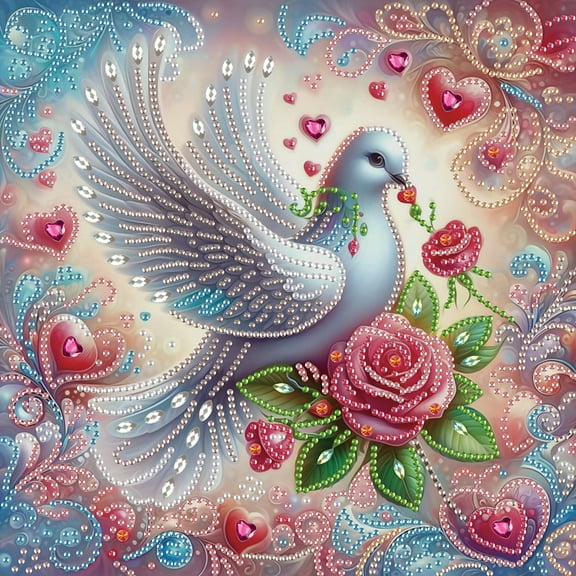 Rose White Dove Diamond Art Painting Kit