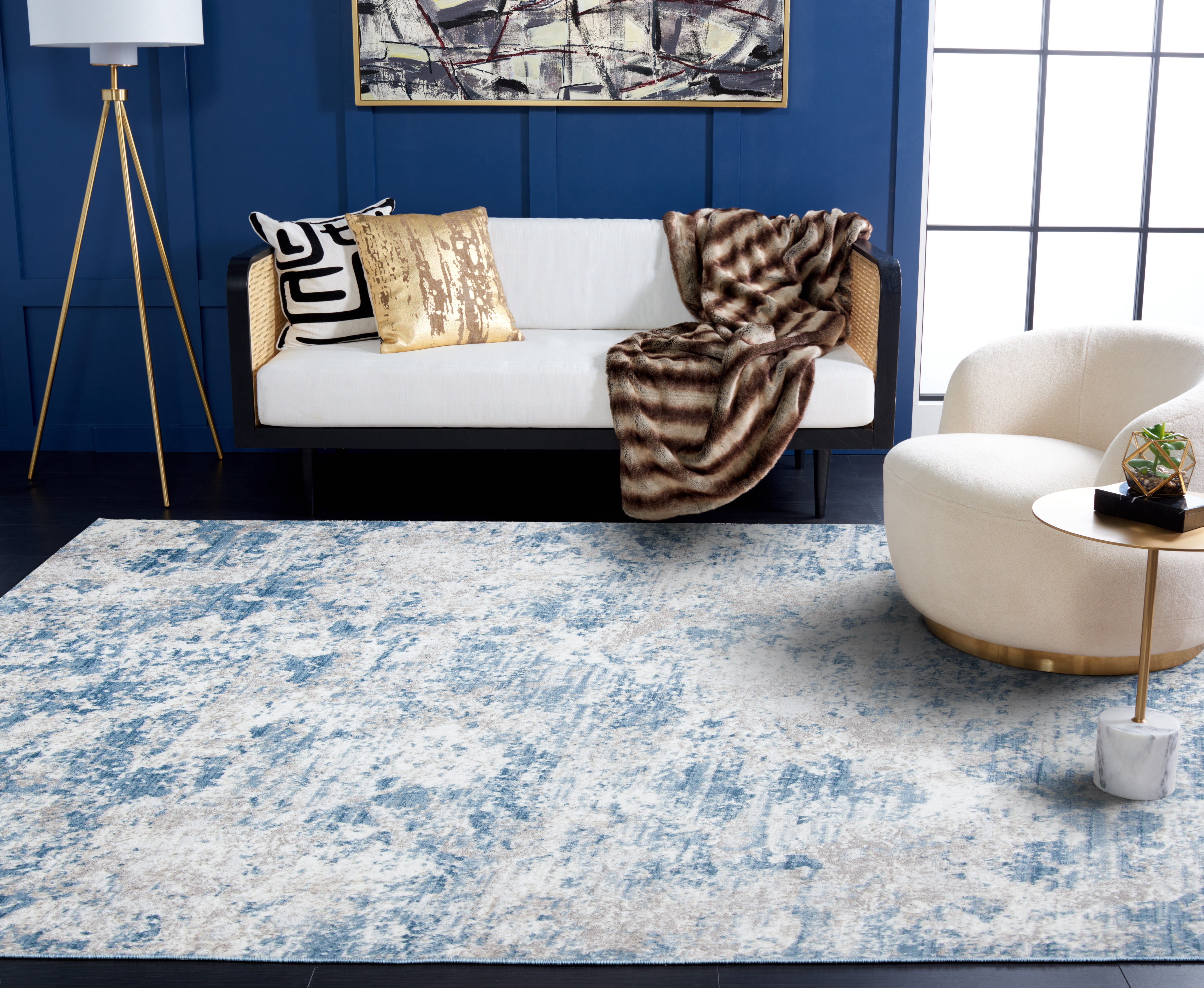 SAFAVIEH Amelia Alastar Abstract Distressed Area Rug, Gray/Blue, 8' x 10'