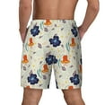 thumbnail image 3 of Kdxio Flower Leaves Print Men's Swim Trunks with Compression Liner 7 Inch Inseam Quick Dry Swim Shorts, 3 of 7