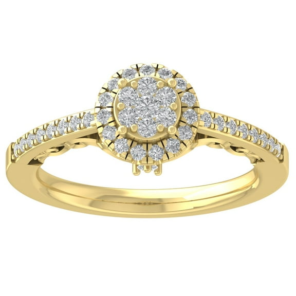 ARAIYA FINE JEWELRY 10K Yellow Gold Lab Grown Diamond Halo Ring (3/8 cttw, D-F Color, VS Clarity), Size 7