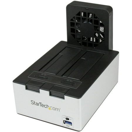 StarTech USB 3.0 Dual SATA Hard Drive Docking Station with Integrated Fast Charge USB Hub, UASP Support and Fan
