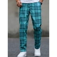 thumbnail image 4 of Hinvhai Men's Fashion Stretch Dress Pants Slim Fit Plaid Pants Business Suit Pants Casual Golf Pants Blue, 4 of 9