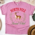 thumbnail image 1 of North Pole Social Club T-Shirt | Reindeer Holiday Graphic Tee, Azalea, Size L, 1 of 6
