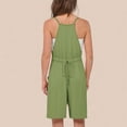 thumbnail image 4 of Lenpel Women's Casual Rompers Summer Spaghetti Strap Scoop Neck Drawstring Sleeveless Jumpsuits Loose Short Overalls, 4 of 6