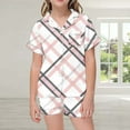 thumbnail image 2 of RMGVDSD Girls Pajama Set 2 Piece Kids Plaid Print Button Down Short Sleeve Shirts Shorts Loungewear Sleepwear With Pockets Girls Pajamas for 4-5 Years, 2 of 4