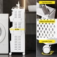 thumbnail image 4 of Laundry Basket with Wheels,Rolling Folding Laundry Hamper,utility cart,Kitchen storage Cart,Stackable Storage Bins Open Front,Dirty Clothes Hamper,Plastic laundry room organization, 4 of 6