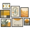 thumbnail image 2 of PixonSign Framed Canvas Print Wall Art Set - Mid-Century Pastel Circles Forest Plants Landscape Poster Art - Geometric Print Gallery Set of 7 Abstract Digital Art Wall Décor for Home - Black, 2 of 5