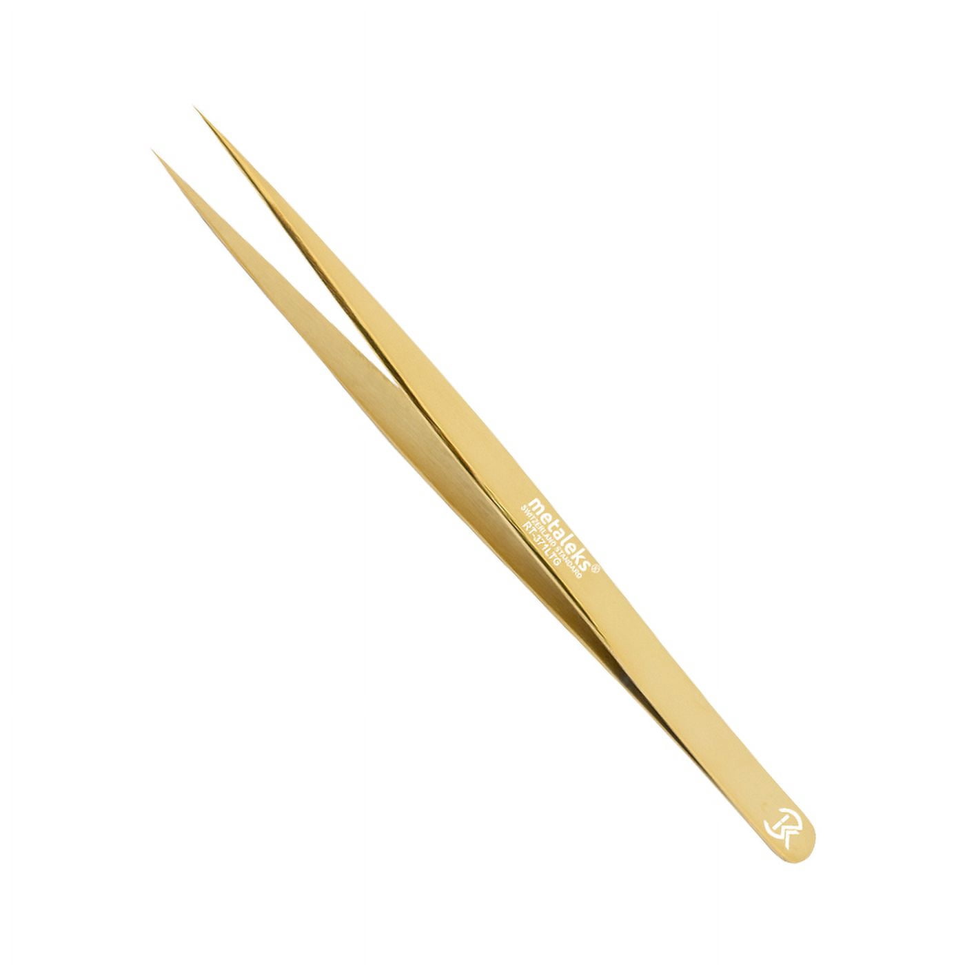 4PCS - 14CM Golden Titanium Coated Eyelash Extension Tweezers With Golden Glitter Elastic Kit - Made of Japanese Stainless Steel