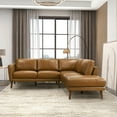 thumbnail image 3 of Paisley Genuine Leather L-Shaped Pillow Back Right-Facing Sectional in Tan, 3 of 6