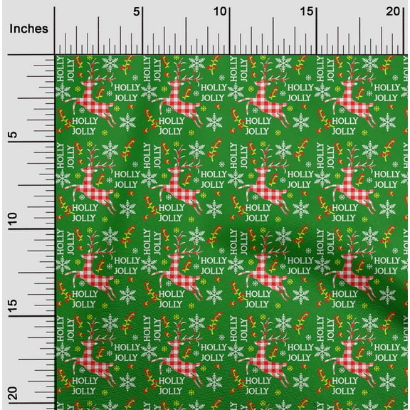 oneOone Cotton Flex Green Fabric Merry Christmas Fabric For Sewing Printed Craft Fabric By The Yard 40 Inch Wide