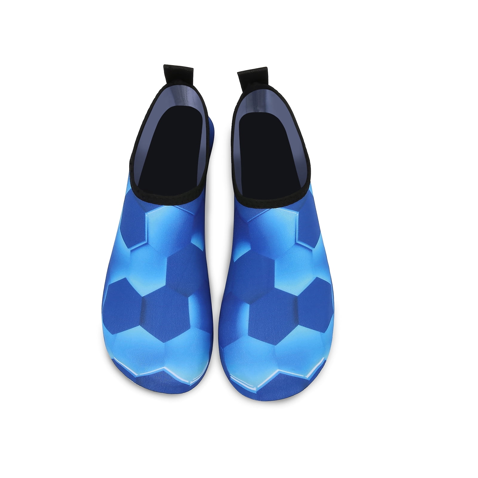 Men and Women a Slip On Barefoot Quick-Dry Beach Aqua Yoga Water Shoes (Hexagon/Blue, 4-5 Women)