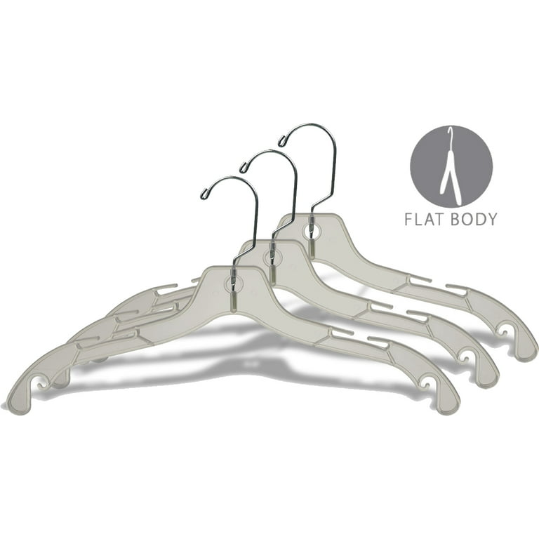 International Hanger Clear Plastic Combo Hanger W/ Clips & Notches (17 X  3/8) Box of 100