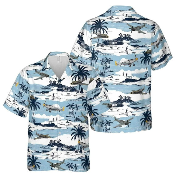 Blue Pastel Aircraft Hawaiian Shirt S-5XL