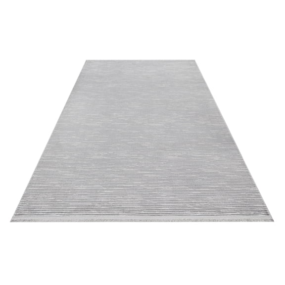 Alice Grey Striped Polyester Area Rugs for Living Room Jacquard Textured Modern Rugs Soft Geometric Rug for Bedroom Mid Century Washable Rug Non-Slip Bohemian Perfect for Dining Room Office